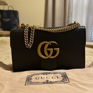 GUCCI MARMONT GG SHOULDER BAG CALFSKIN LEATHER